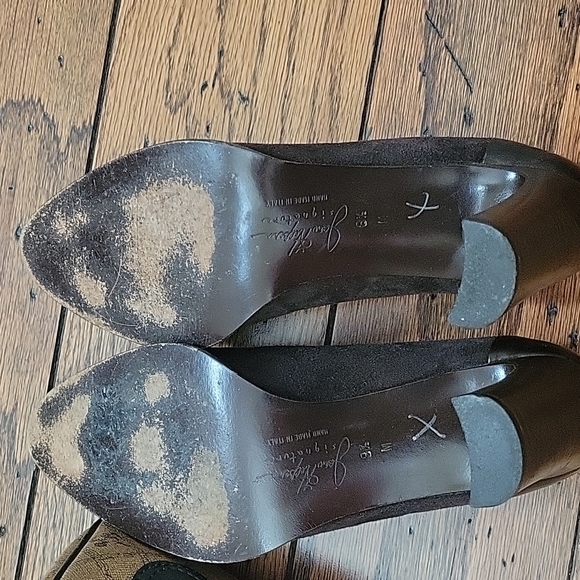 VINTAGE JOAN HEPBURN PUMPS METALLIC BROWN LEATHER / SUEDE ITALY SIZE 8.5 M - Picture 7 of 14